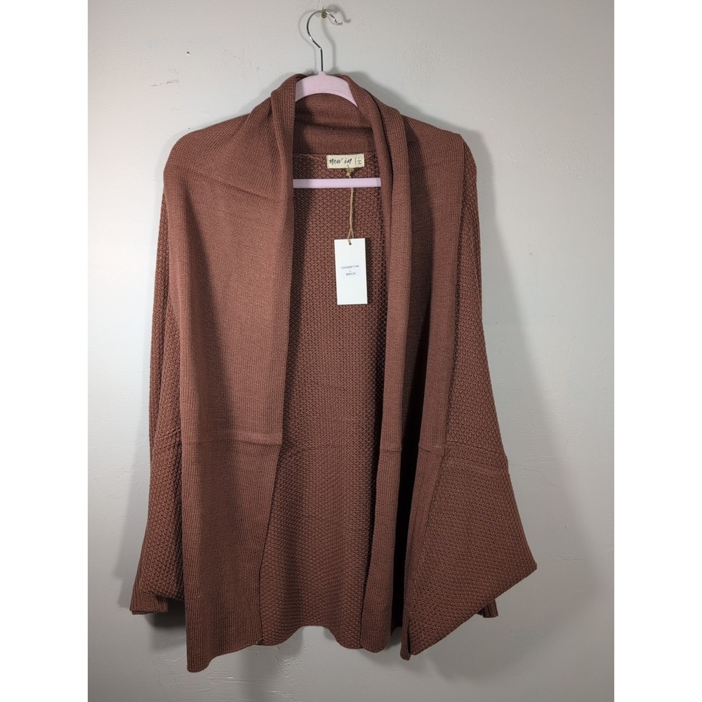 New In Women's Brick Color Large Open-Front Cardigan Sweater New